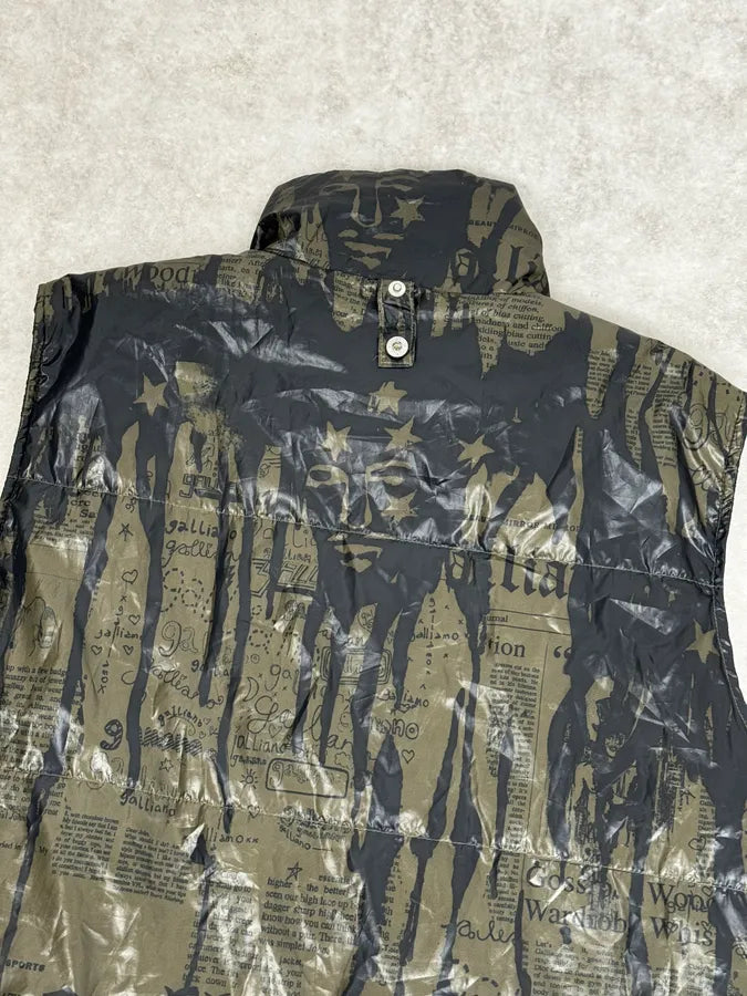 SS2008 Galliano 2 in 1 Khaki Brown & Black Newspaper Windbreaker Jacket BjXopDW 13