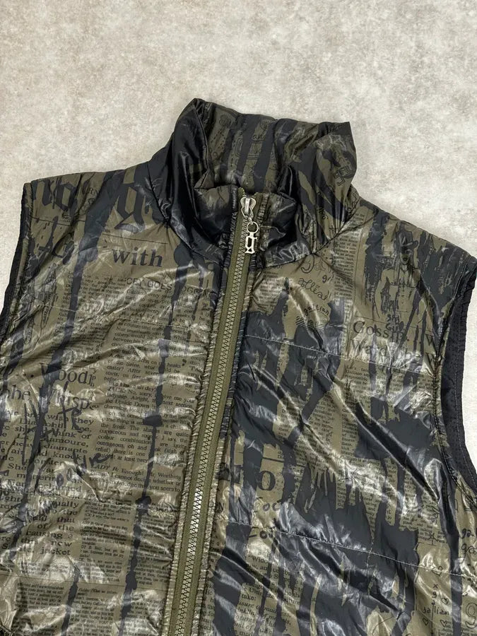 SS2008 Galliano 2 in 1 Khaki Brown & Black Newspaper Windbreaker Jacket BjXopDW 12