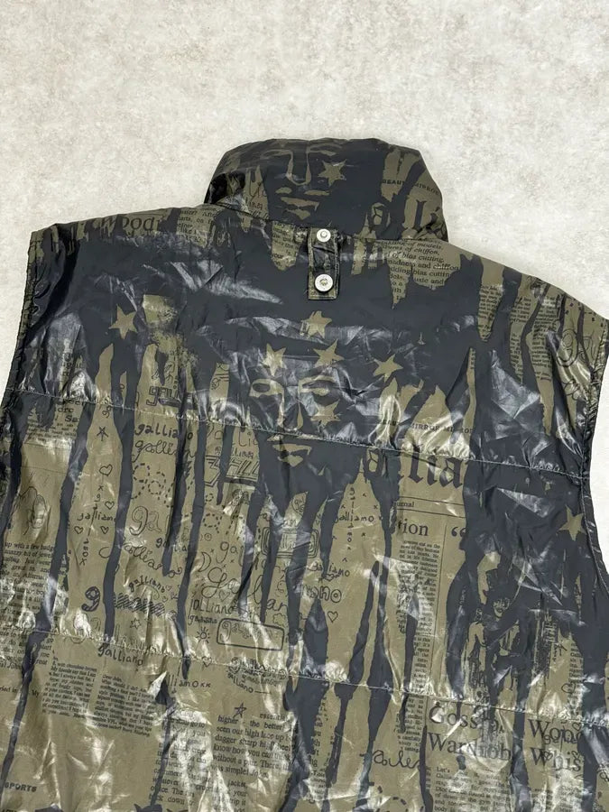SS2008 Galliano 2 in 1 Khaki Brown & Black Newspaper Windbreaker Jacket BjXopDW 13