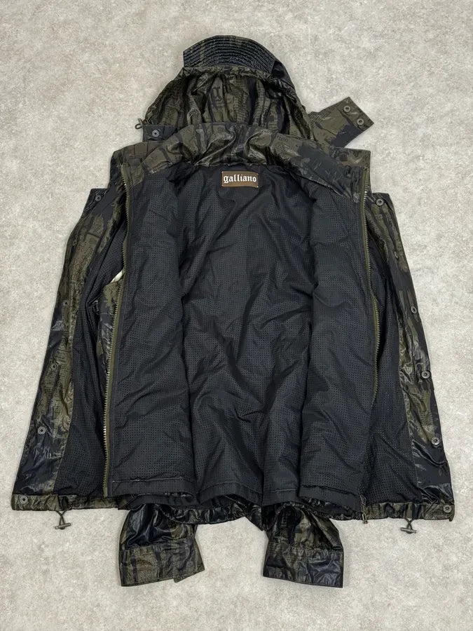 SS2008 Galliano 2 in 1 Khaki Brown & Black Newspaper Windbreaker Jacket BjXopDW 6
