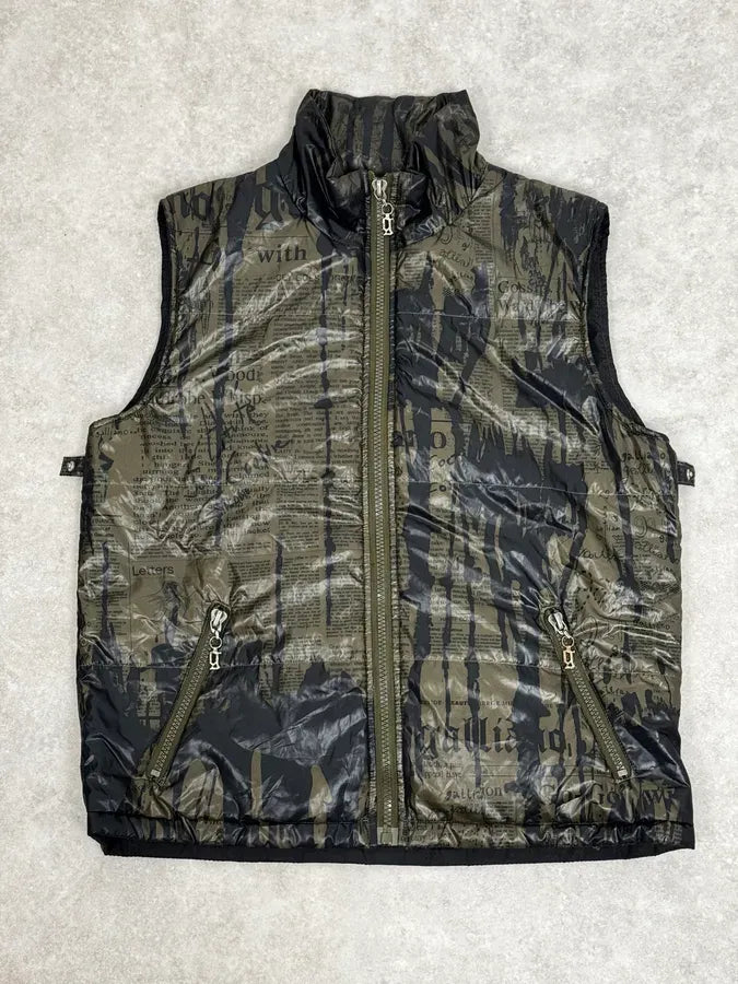 SS2008 Galliano 2 in 1 Khaki Brown & Black Newspaper Windbreaker Jacket BjXopDW 7
