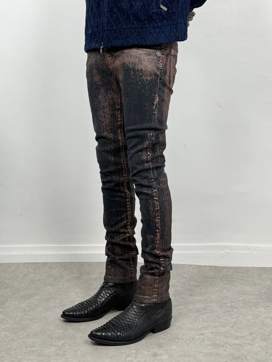 SS2008 Galliano Skinny Copper Waxed Black & Brown Pants irveRoD 2