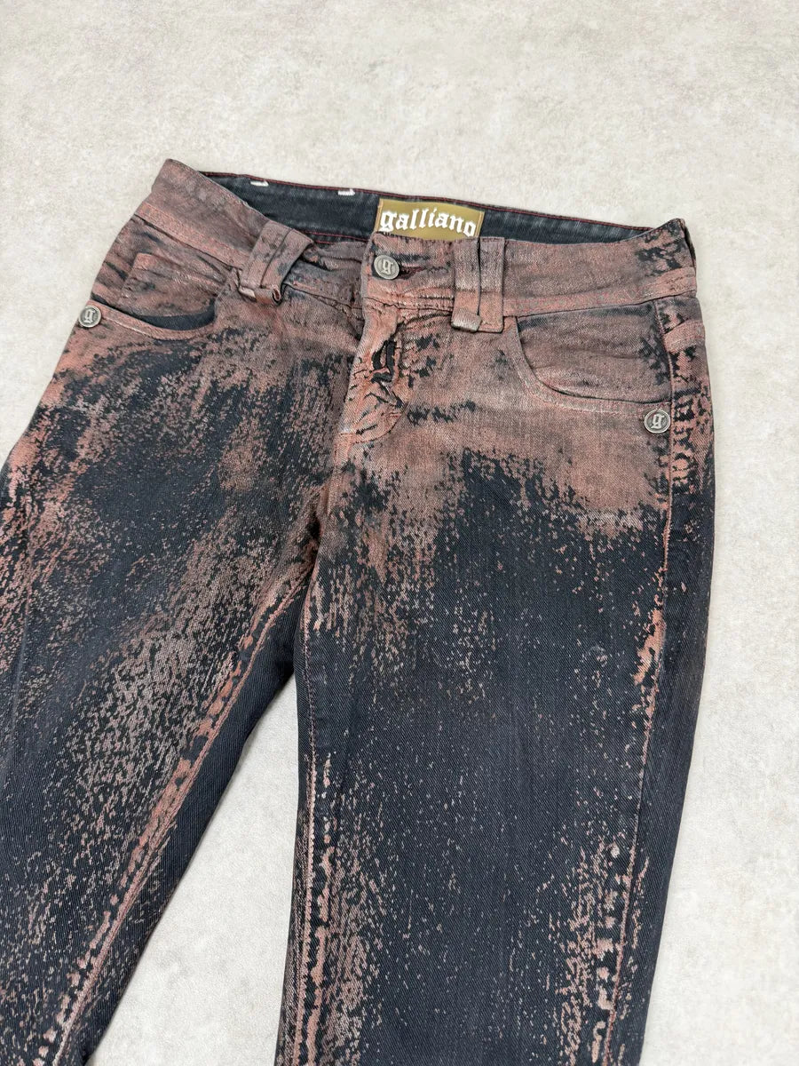 SS2008 Galliano Skinny Copper Waxed Black & Brown Pants irveRoD 5