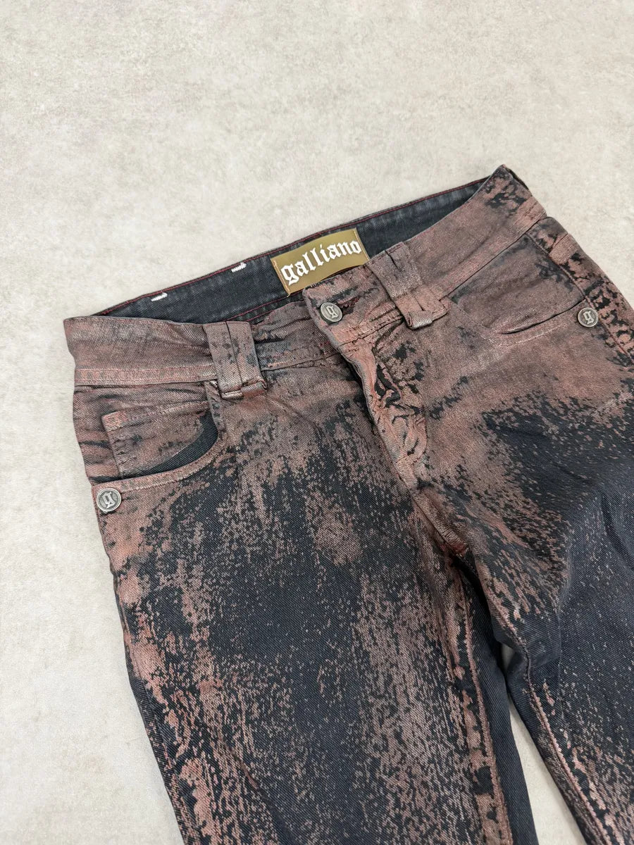 SS2008 Galliano Skinny Copper Waxed Black & Brown Pants irveRoD 6