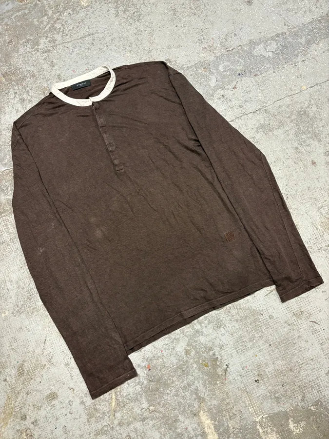 SS2008 Givenchy Brown Henley Longsleeves Top gAlYoas 3