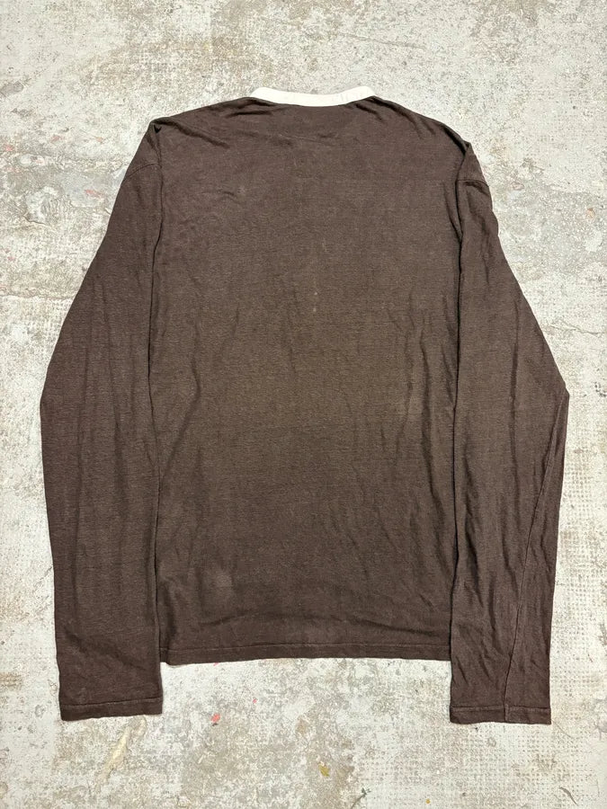 SS2008 Givenchy Brown Henley Longsleeves Top gAlYoas 5