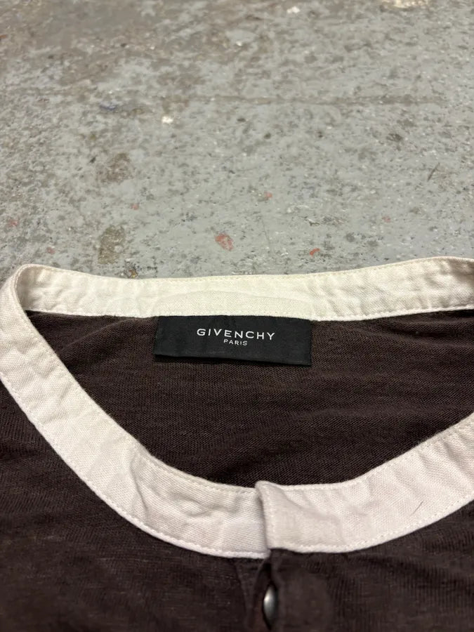 SS2008 Givenchy Brown Henley Longsleeves Top gAlYoas 8