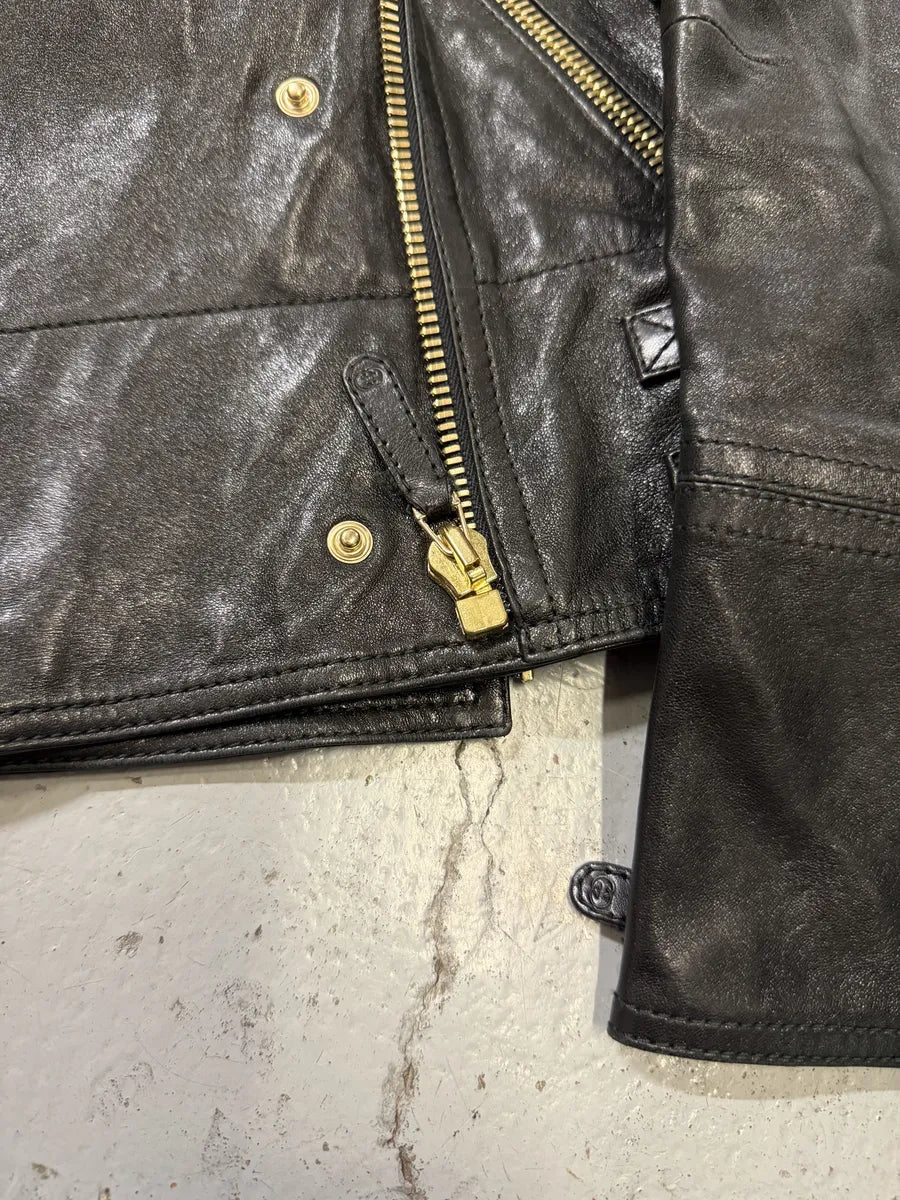 SS2008 Gucci Black & Yellow Floral Leather Biker Jacket by Frida Giannini bbgGkVP 13