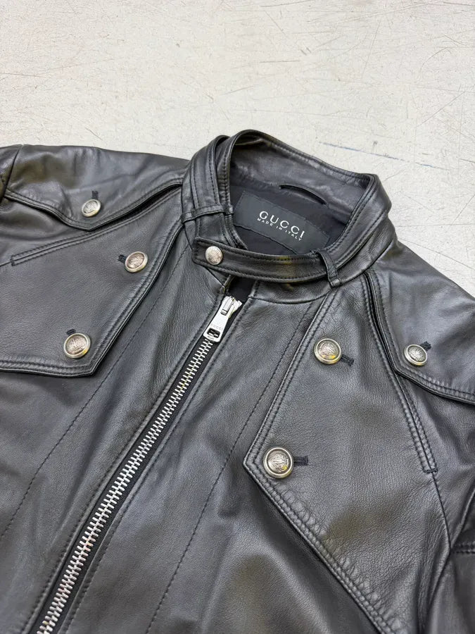 SS2008 Gucci Black Premium Leather Jacket by Frida Giannini QezIvPK 11