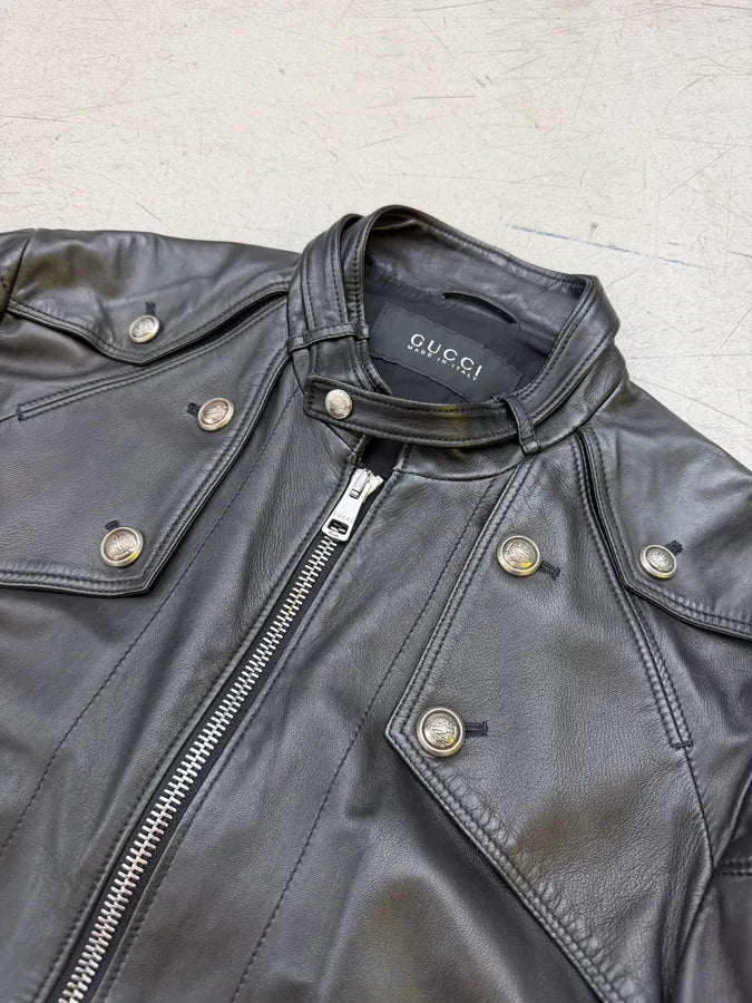 SS2008 Gucci Black Premium Leather Jacket by Frida Giannini QezIvPK 11