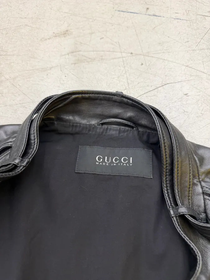 SS2008 Gucci Black Premium Leather Jacket by Frida Giannini QezIvPK 12