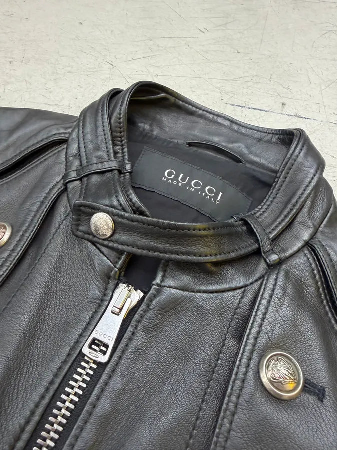 SS2008 Gucci Black Premium Leather Jacket by Frida Giannini QezIvPK 9