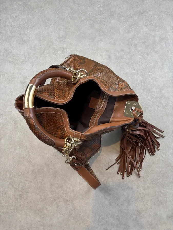 SS2008 Gucci Brown Python Leather Indy Shoulder Bag by Frida Giannini GQBZiby 11