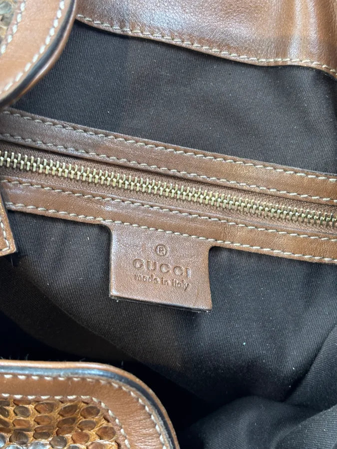 SS2008 Gucci Brown Python Leather Indy Shoulder Bag by Frida Giannini GQBZiby 14