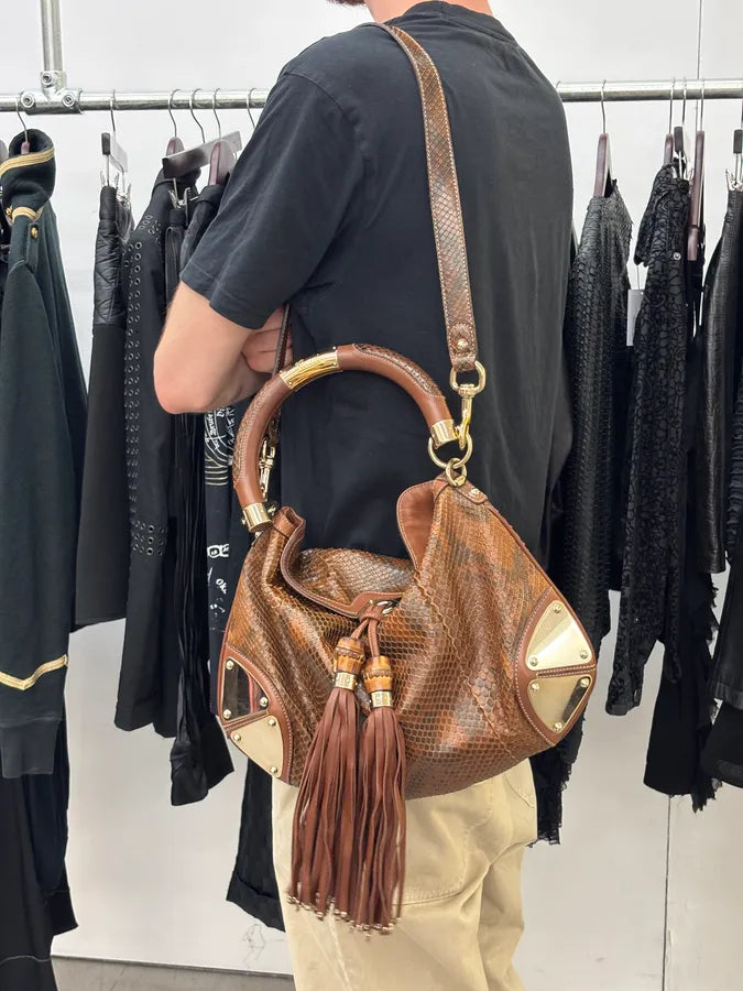 SS2008 Gucci Brown Python Leather Indy Shoulder Bag by Frida Giannini GQBZiby 3