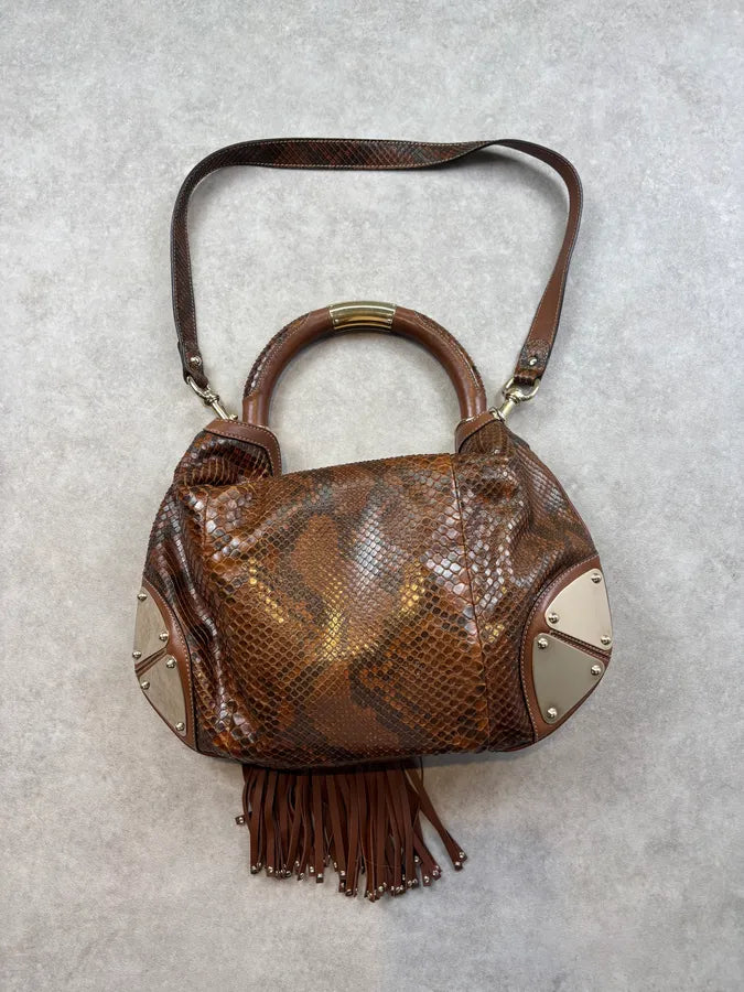 SS2008 Gucci Brown Python Leather Indy Shoulder Bag by Frida Giannini GQBZiby 8