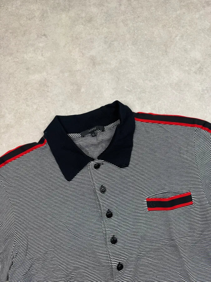 SS2007 Gucci Grey Striped Contrast Polo by Frida Giannini LrEvXwI 3