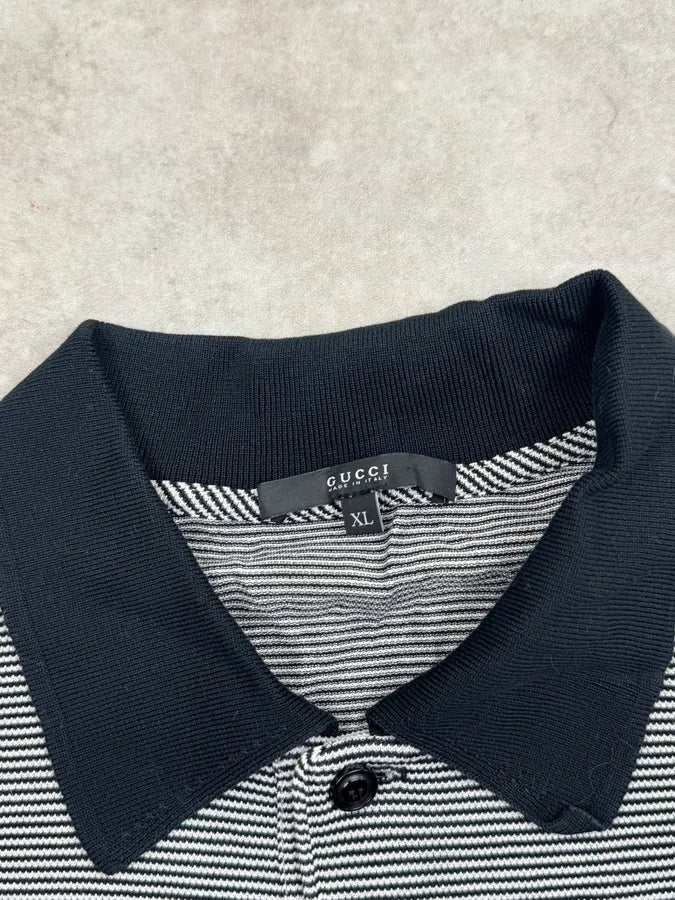 SS2007 Gucci Grey Striped Contrast Polo by Frida Giannini LrEvXwI 7
