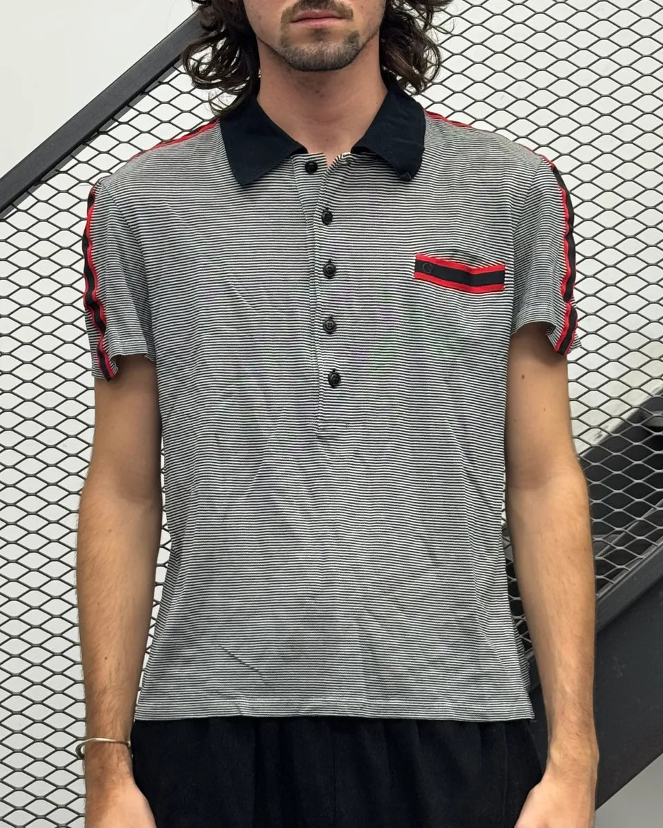 SS2007 Gucci Grey Striped Contrast Polo by Frida Giannini LrEvXwI 0