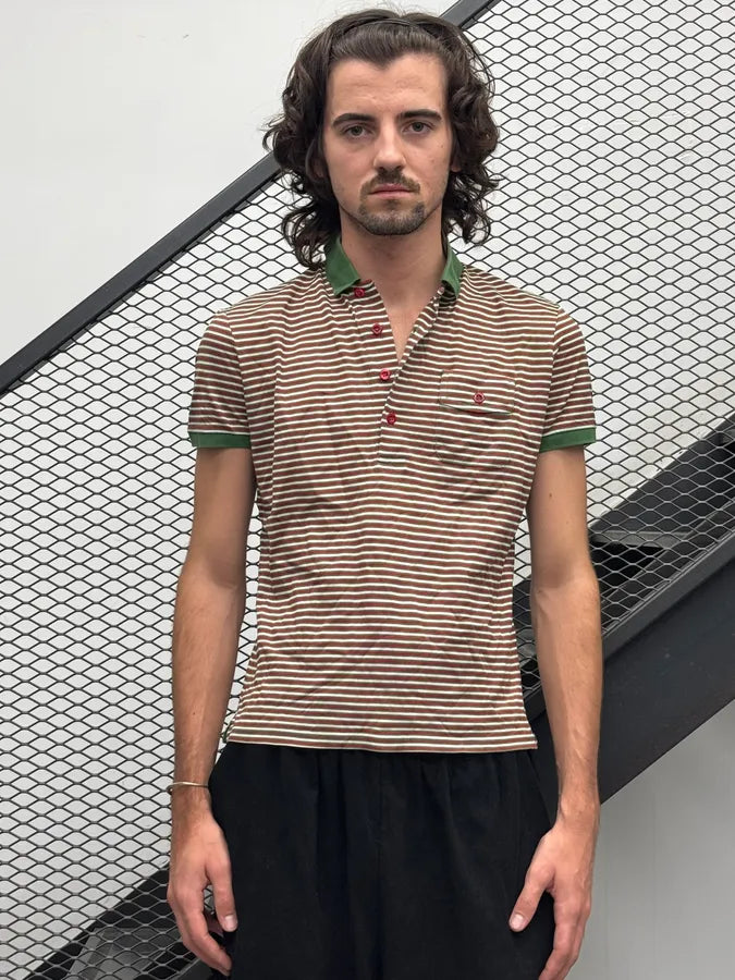 SS2008 Gucci Green & Red Original Striped Polo VbNsFRP 1