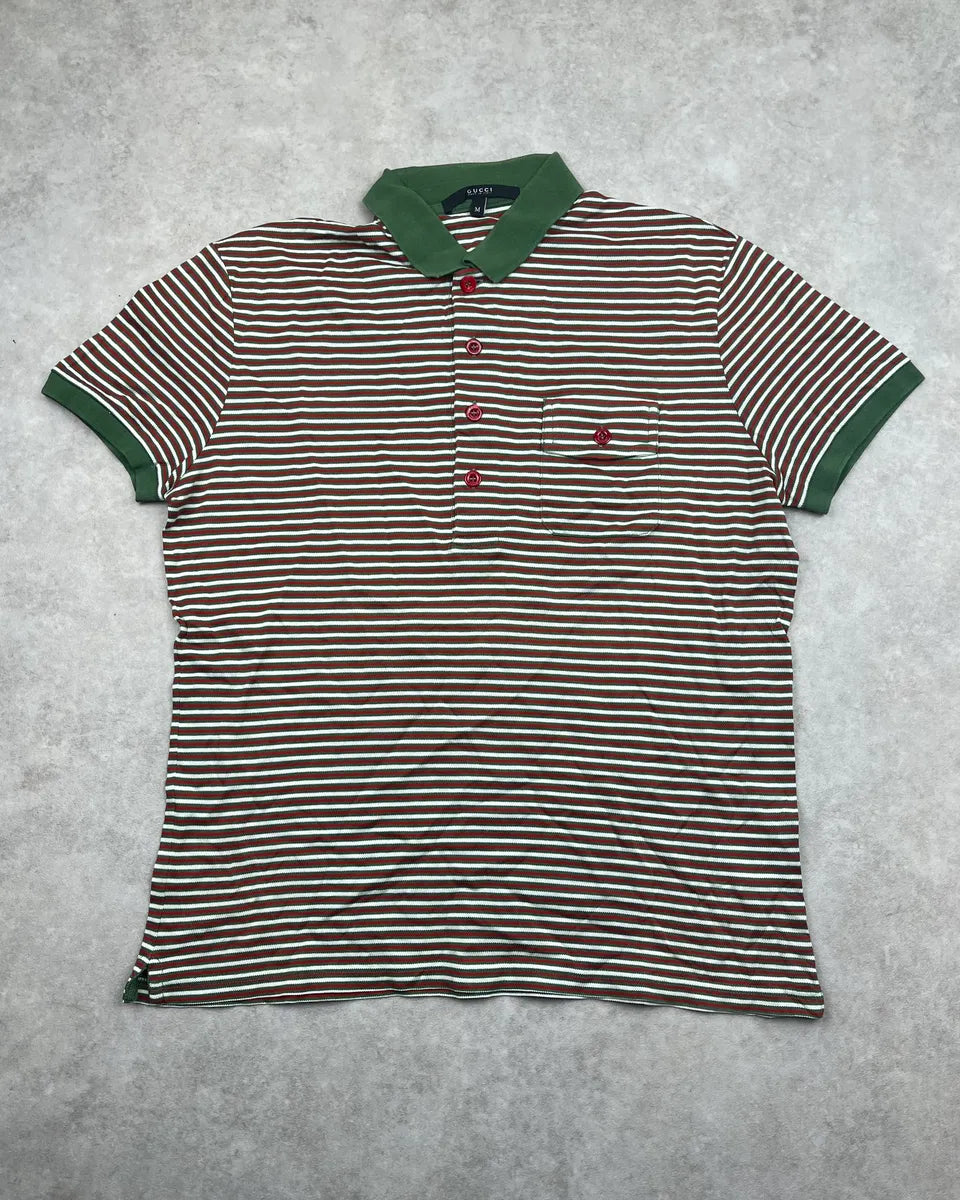 SS2008 Gucci Green & Red Original Striped Polo VbNsFRP 0
