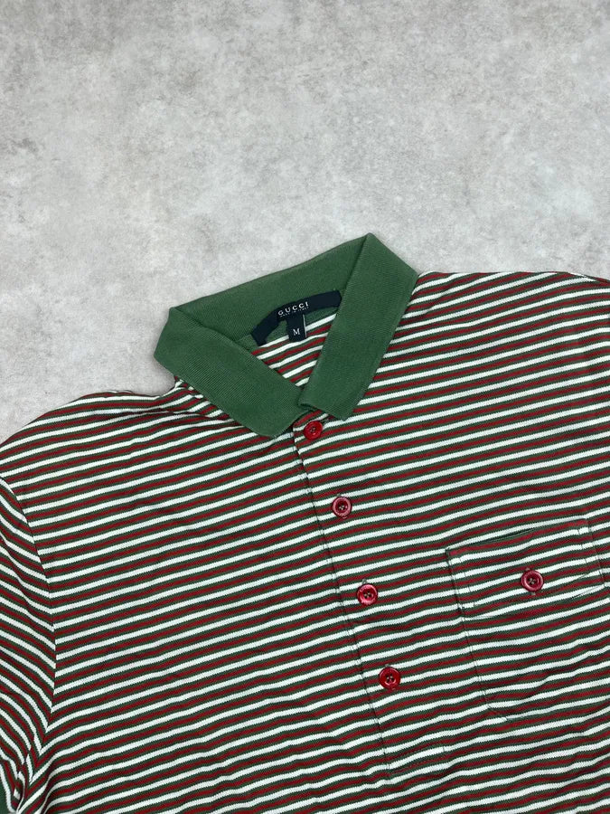SS2008 Gucci Green & Red Original Striped Polo VbNsFRP 3