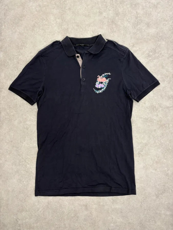 SS2008 Gucci Navy Flamingo Polo by Frida Giannini kJsEMSH 0