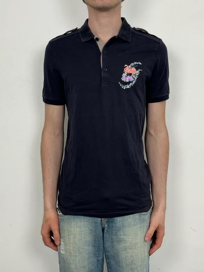 SS2008 Gucci Navy Flamingo Polo by Frida Giannini kJsEMSH 1