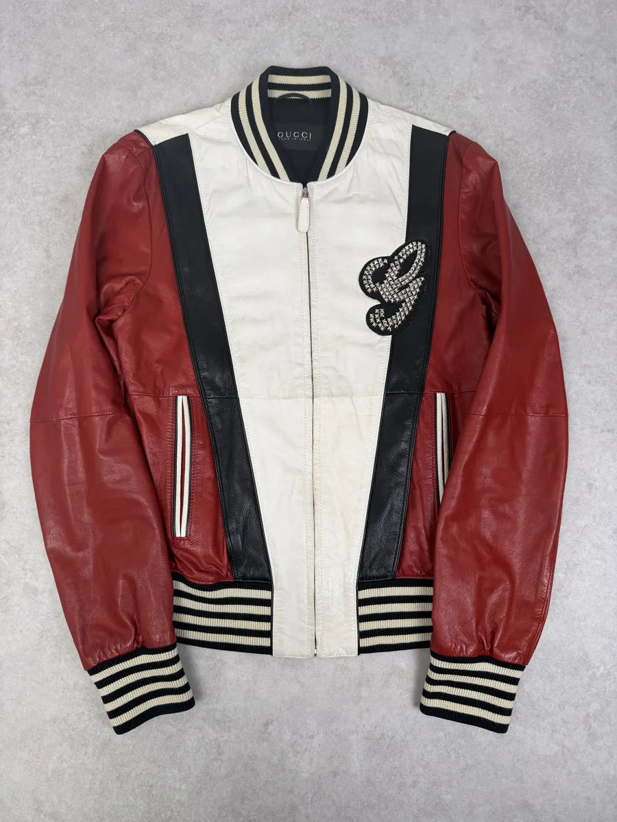 SS2008 Gucci Propaganda Red & White Biker Leather Jacket by Frida Giannini IxTefId 0