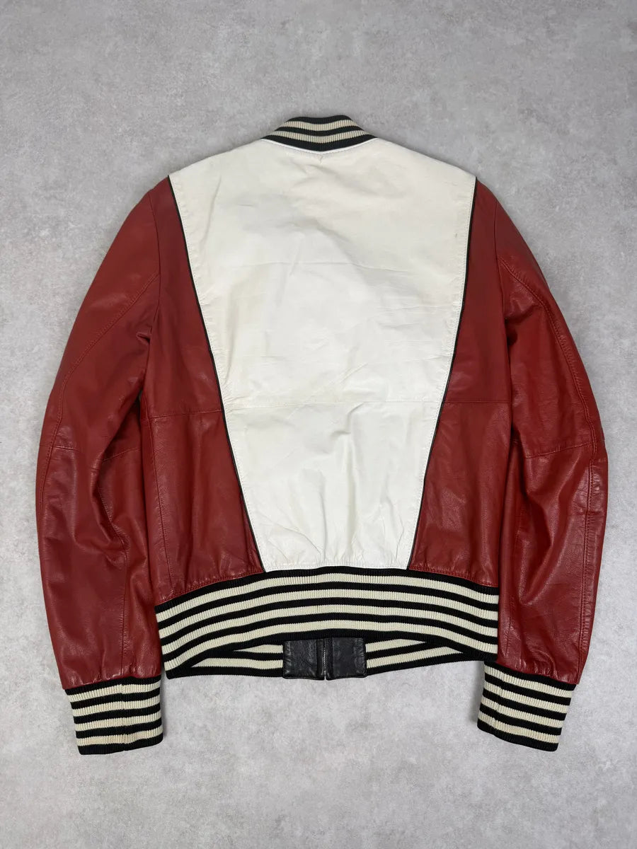 SS2008 Gucci Propaganda Red & White Biker Leather Jacket by Frida Giannini IxTefId 2