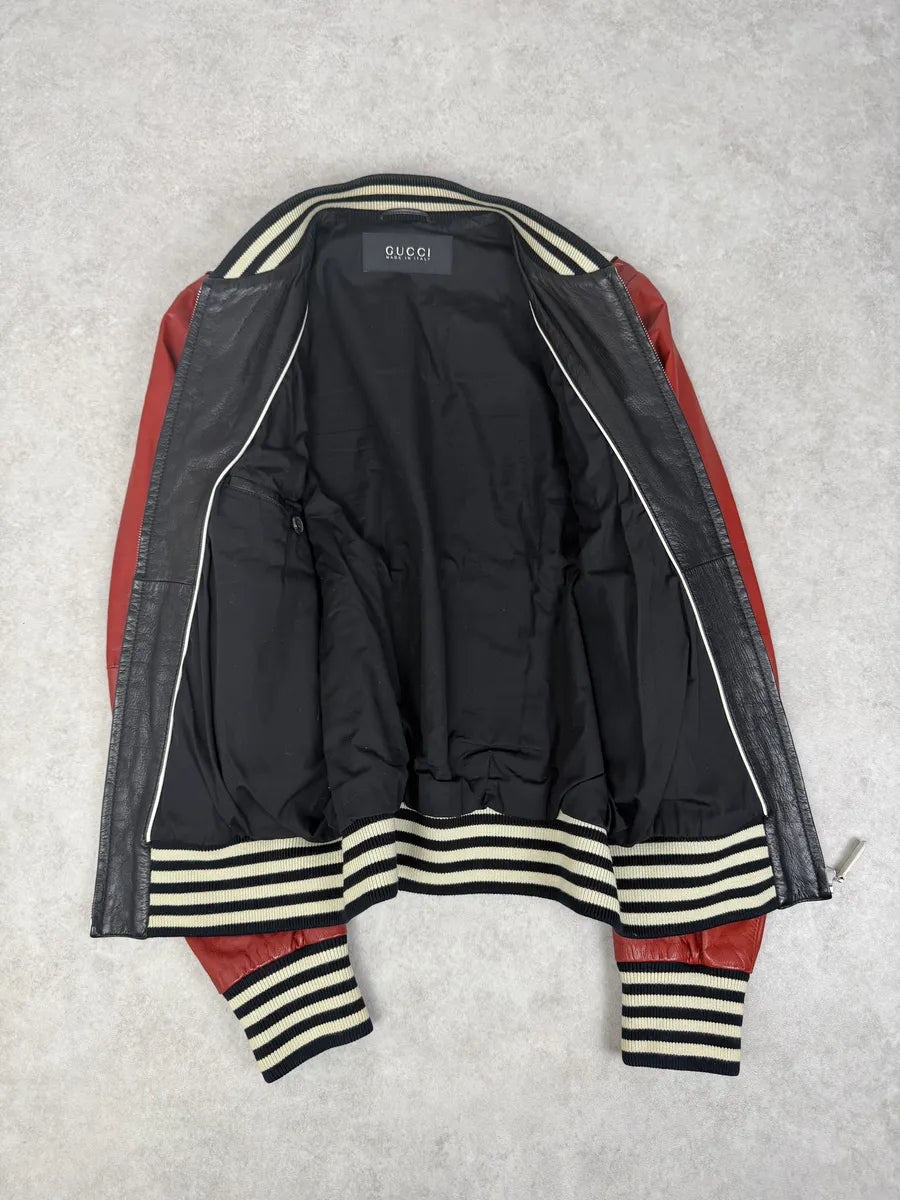 SS2008 Gucci Propaganda Red & White Biker Leather Jacket by Frida Giannini IxTefId 4