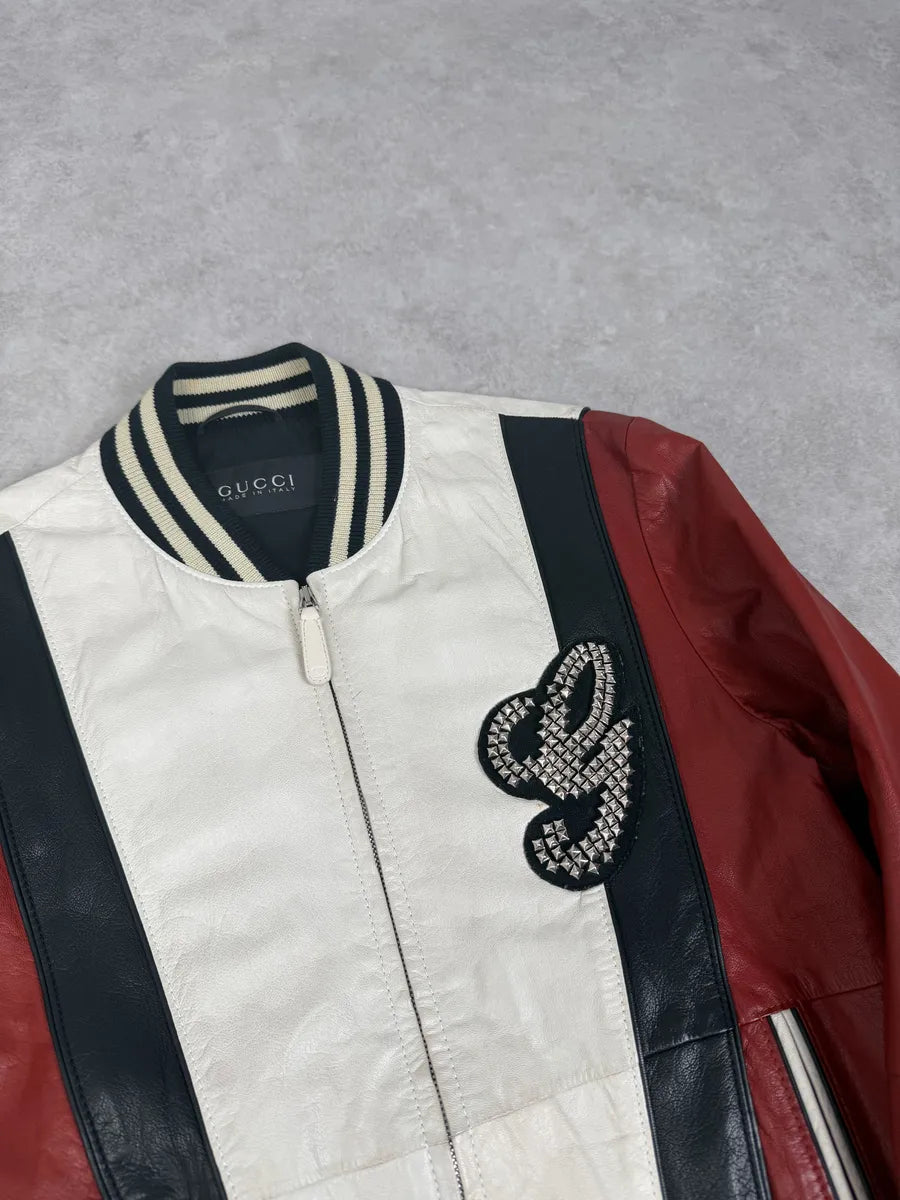 SS2008 Gucci Propaganda Red & White Biker Leather Jacket by Frida Giannini IxTefId 8