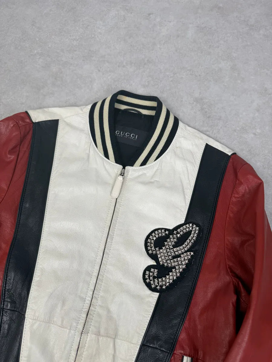 SS2008 Gucci Propaganda Red & White Biker Leather Jacket by Frida Giannini IxTefId 9