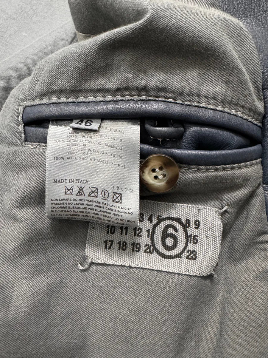 SS2008 Maison Margiela 5-Zip Biker Navy Leather Jacket HRRlQmG 4