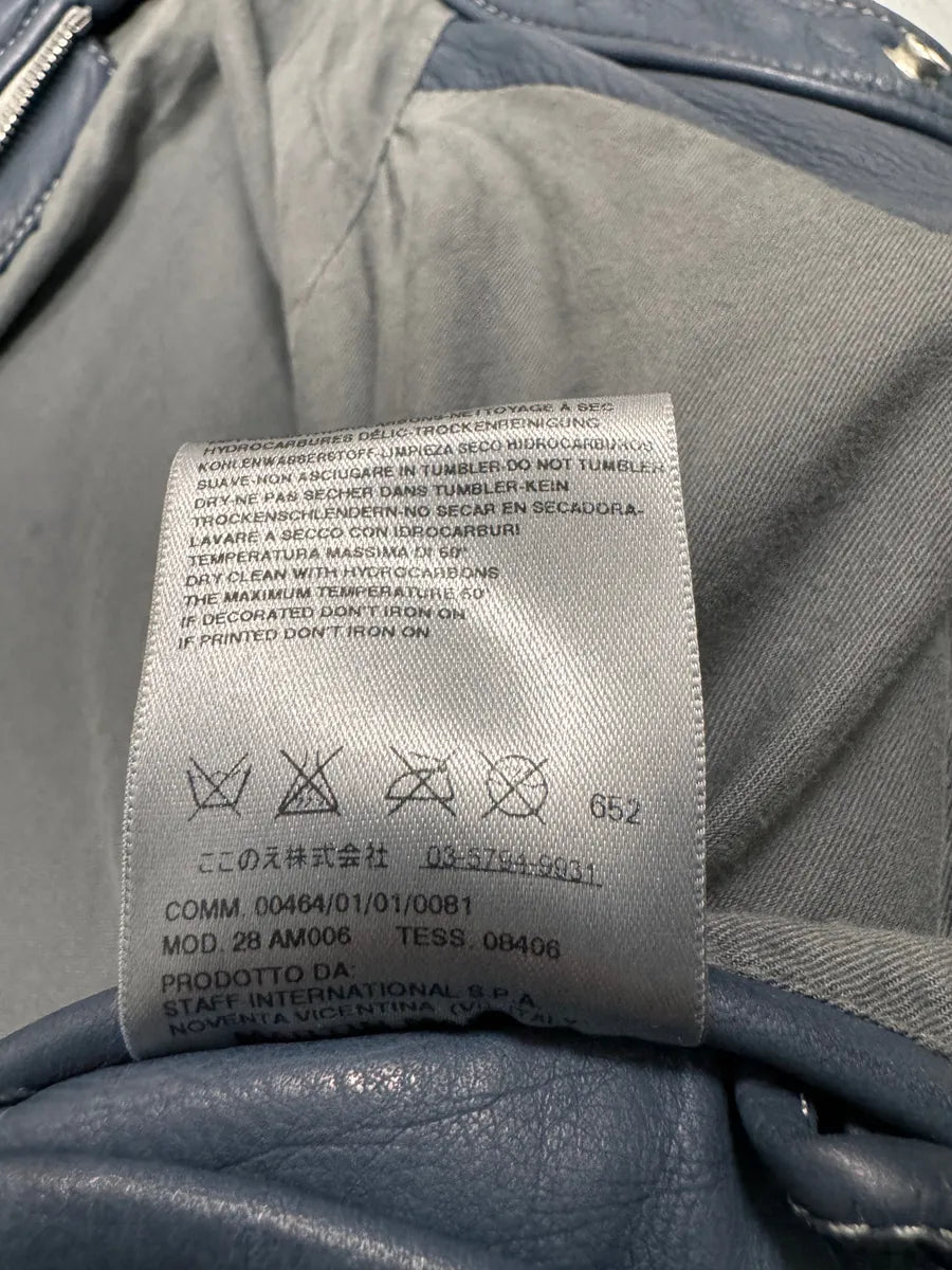 SS2008 Maison Margiela 5-Zip Biker Navy Leather Jacket HRRlQmG 5