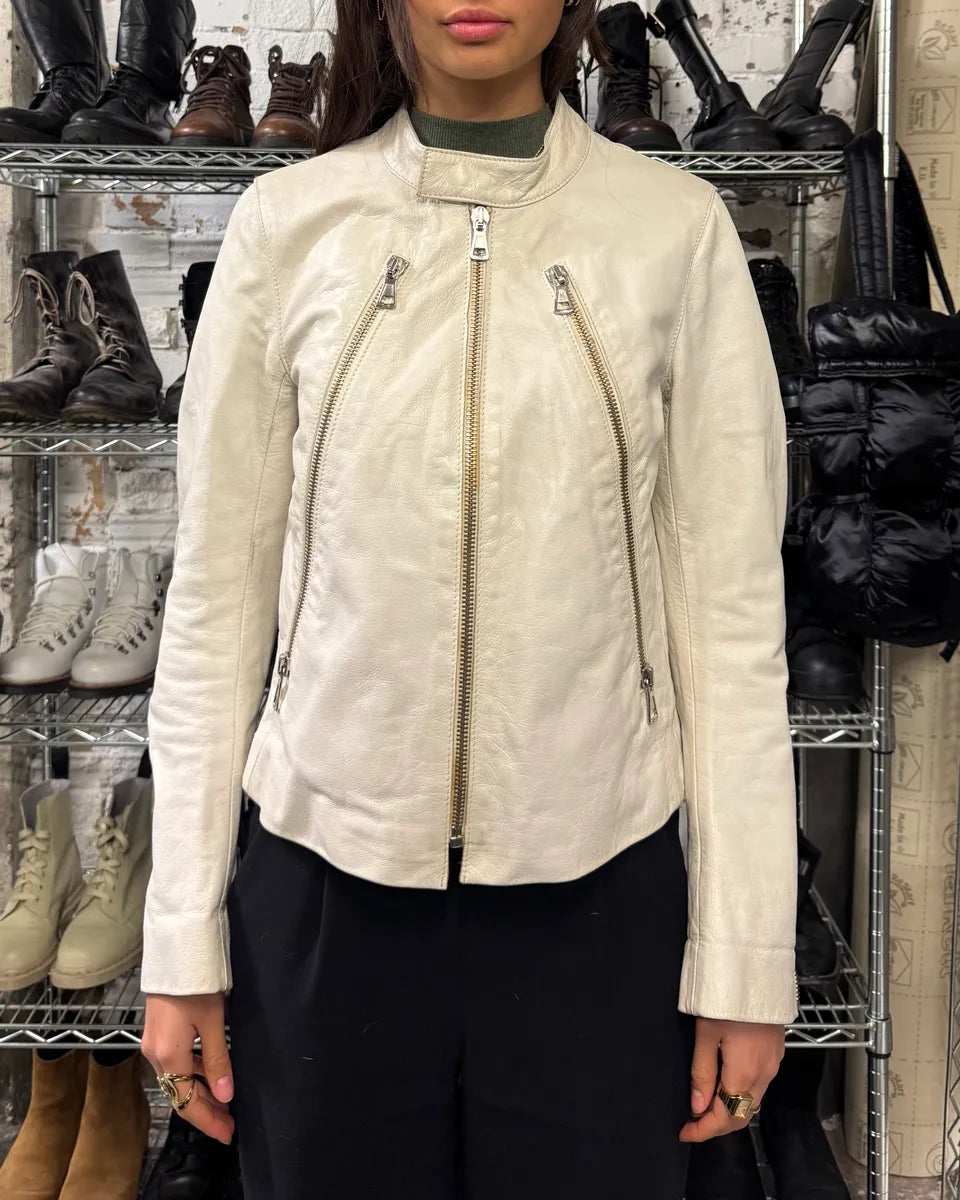 SS2008 Maison Margiela 5-zip Off White Leather Jacket (XS/S) (S/M) 1