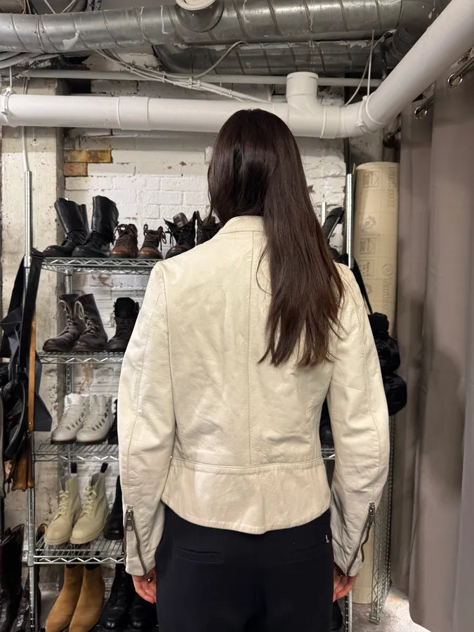 SS2008 Maison Margiela 5-zip Off White Leather Jacket (XS/S) (S/M) 4