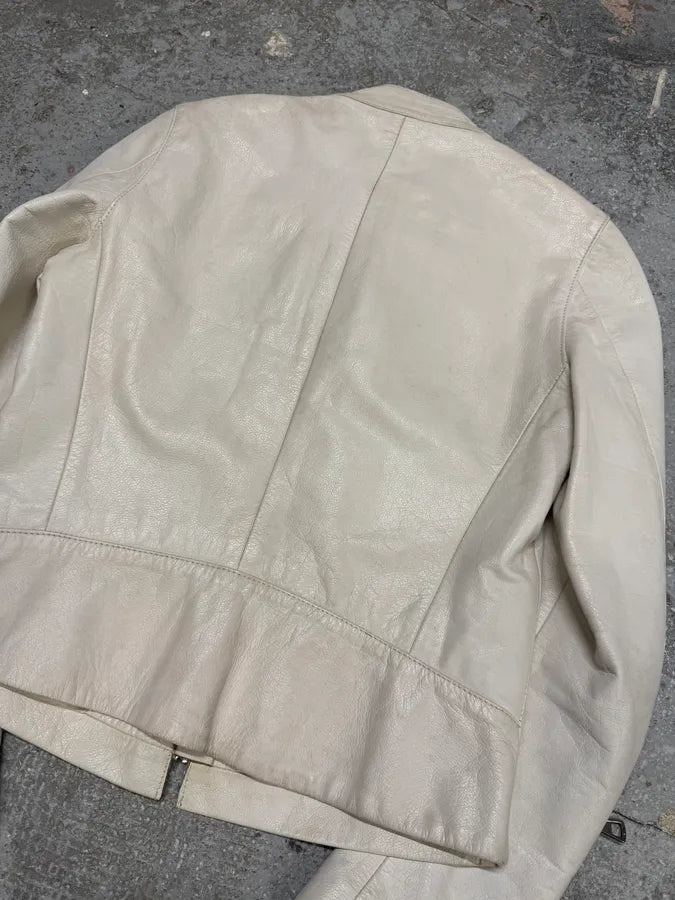 SS2008 Maison Margiela 5-zip Off White Leather Jacket (XS/S) (S/M) 8
