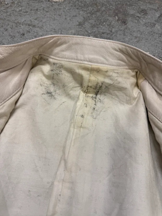 SS2008 Maison Margiela 5-zip Off White Leather Jacket (XS/S) (S/M) 6