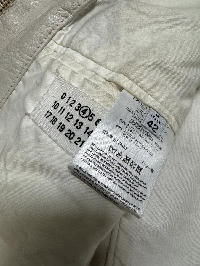 SS2008 Maison Margiela 5-zip Off White Leather Jacket (XS/S) (S/M) 10