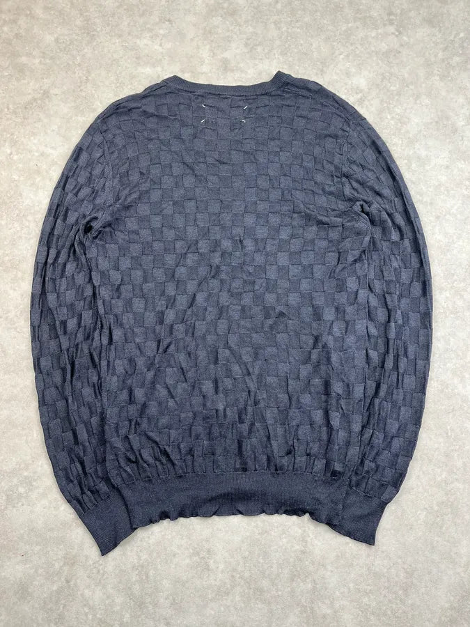 SS2008 Margiela Black Grid V-Neck Signature Sweater ToVYLlW 5