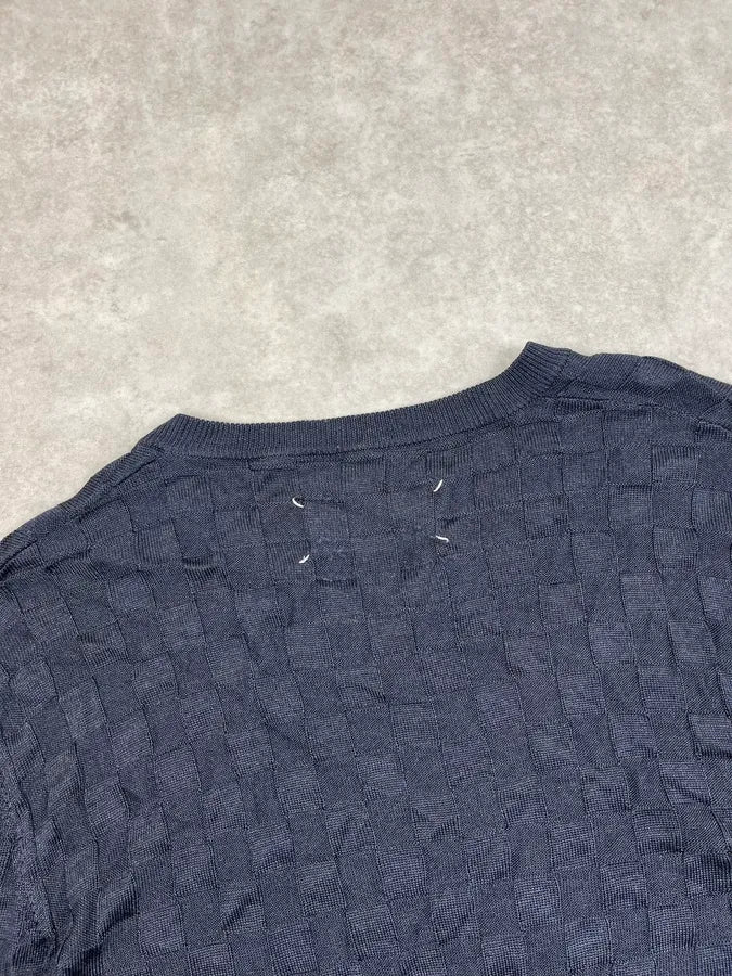 SS2008 Margiela Black Grid V-Neck Signature Sweater ToVYLlW 6