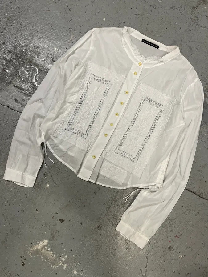 SS2008 Marithé + François Girbaud White Lace Blouse Shirt (S/M) FxfNVVh 3
