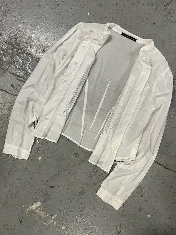 SS2008 Marithé + François Girbaud White Lace Blouse Shirt (S/M) FxfNVVh 4