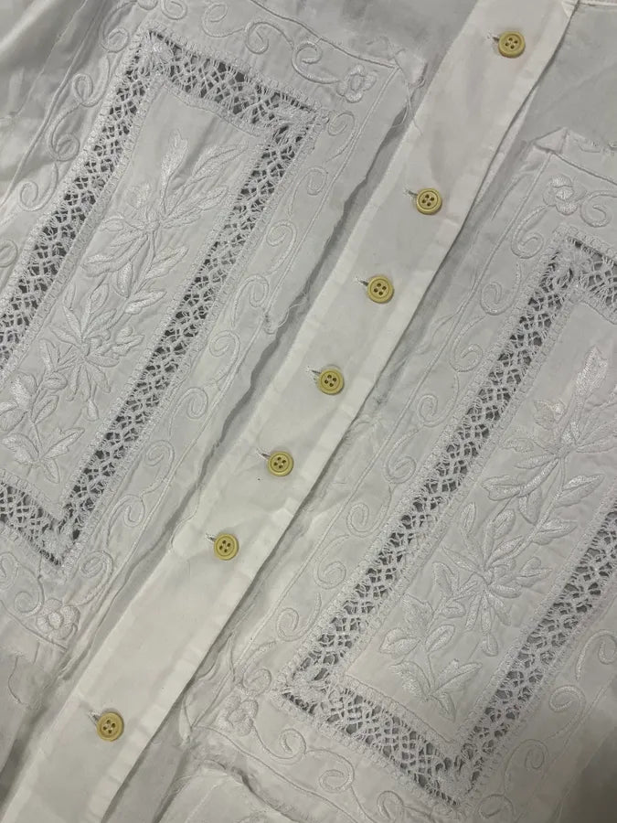 SS2008 Marithé + François Girbaud White Lace Blouse Shirt (S/M) FxfNVVh 7