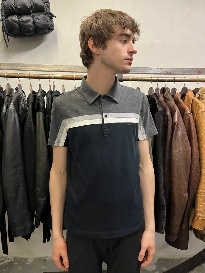 SS2008 Prada Black & Grey Striped Polo (S) HMhiGVk 1