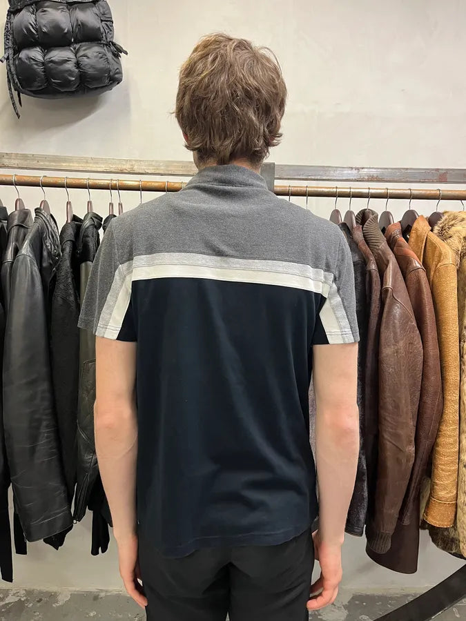 SS2008 Prada Black & Grey Striped Polo (S) HMhiGVk 2