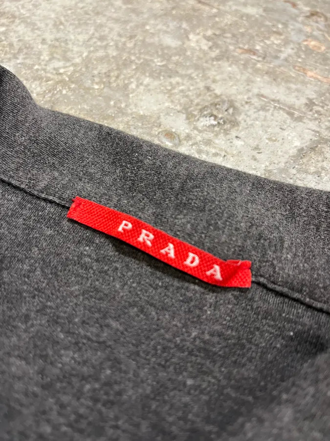 SS2008 Prada Black & Grey Striped Polo (S) HMhiGVk 5