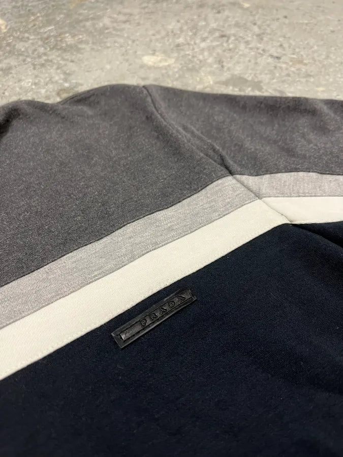 SS2008 Prada Black & Grey Striped Polo (S) HMhiGVk 6