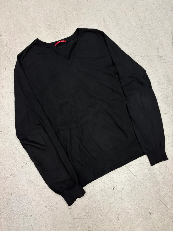 SS2008 Prada Black Cotton Cashmere V-Neck Sweater qaRUNSa 3